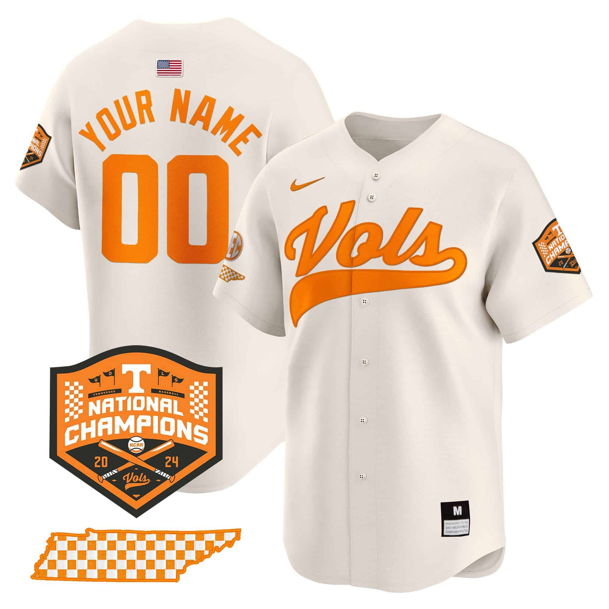 Men Tennessee Volunteers Cream 2024 Nike Champions Vapor Premier Limited Custom NCAA Jersey